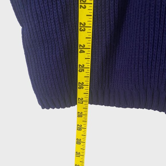 Vintage American Priority Full-Zip Ribbed-Knit Sweater Navy Blue Men's Medium - Picture 11 of 11